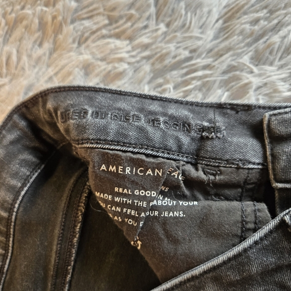 American Eagle Next Level Stretch Hi Rise Jeggings 12 R Black - Picture 3 of 16